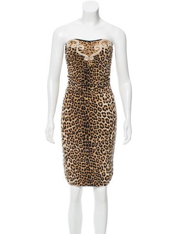 Blumarine Cheetah Patterned Strapless Dress w/ Tags