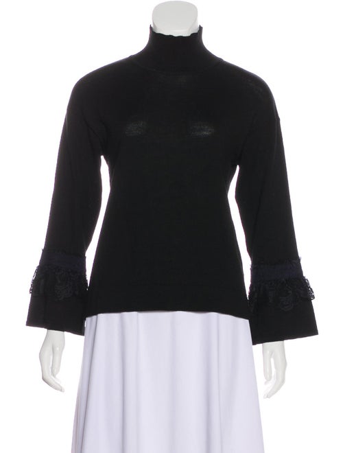 Blumarine Wool Lace-Accented Sweater Black