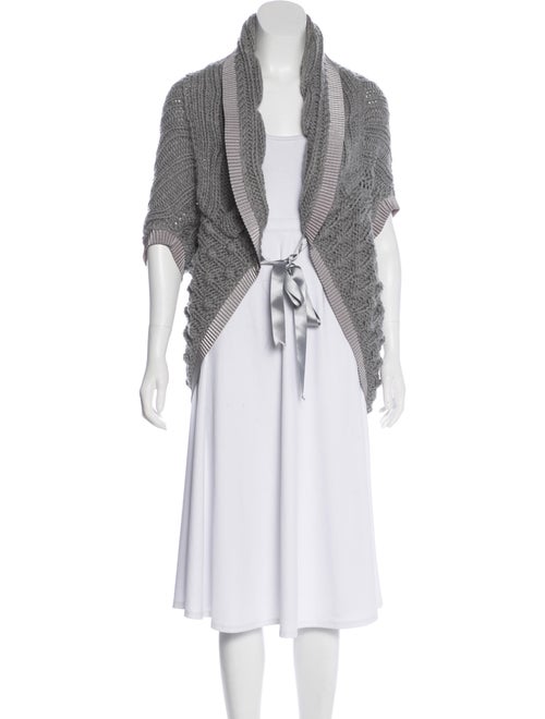 Blumarine Virgin Wool Short Sleeve Cardigan Grey
