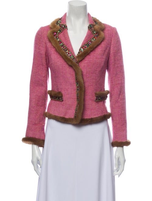 Blumarine Tweed Pattern Blazer Pink
