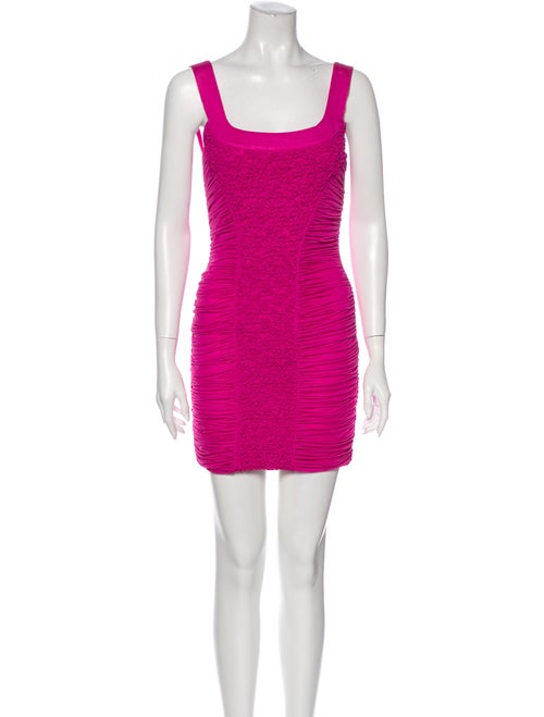Blumarine Square Neckline Mini Dress Pink