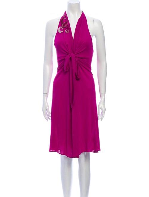 Blumarine Halterneck Mini Dress Purple