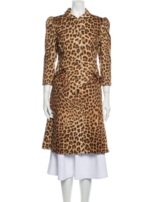 Blumarine Animal Print Coat Brown