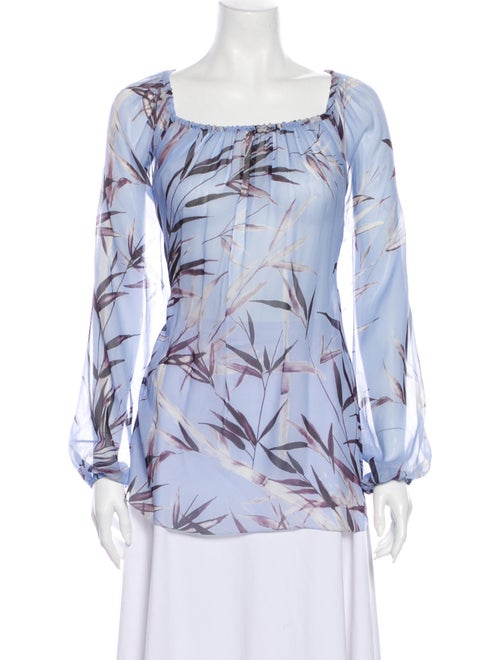 Blumarine Silk Printed Blouse Blue