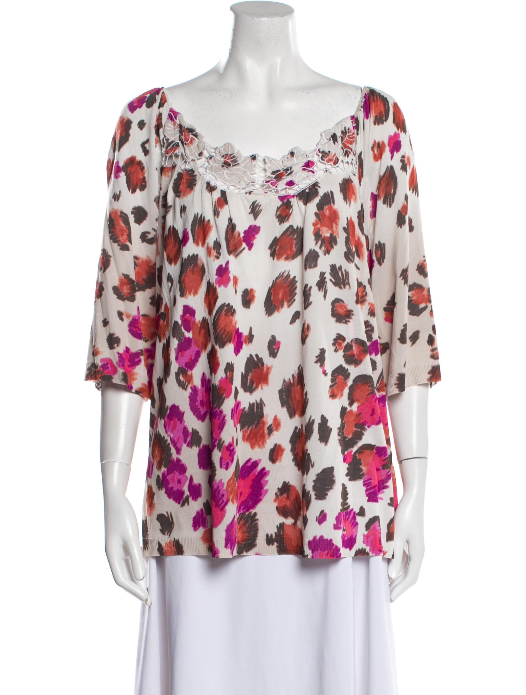 Blumarine Floral Print Bateau Neckline Blouse