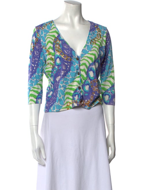 Blumarine Printed V-Neck Sweater