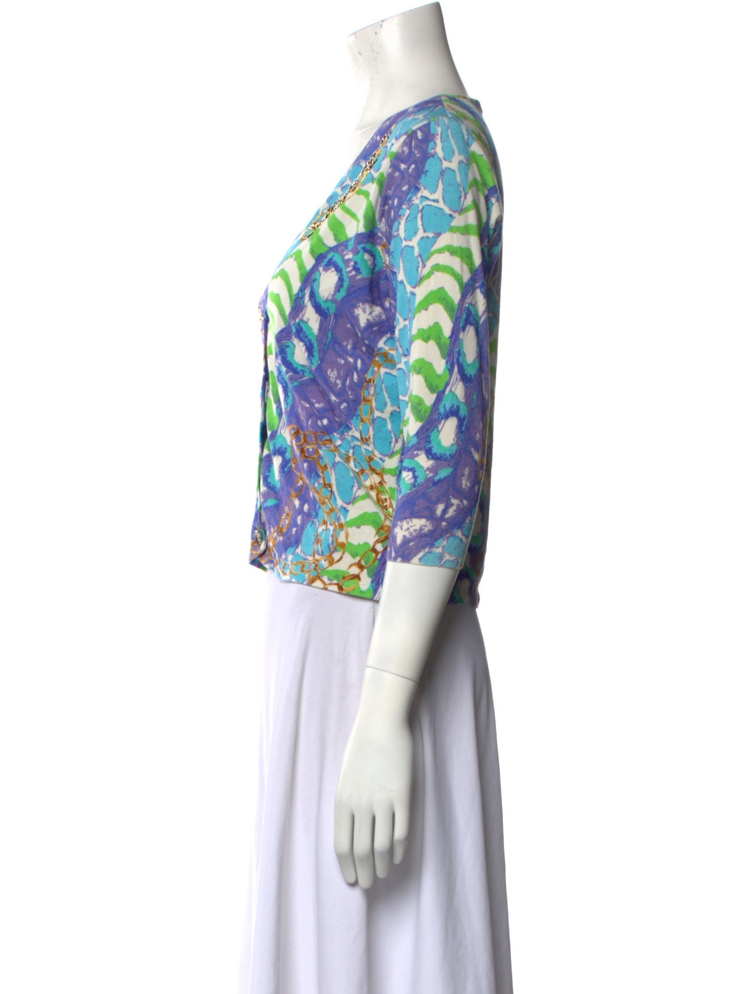 Blumarine Printed V-Neck Sweater