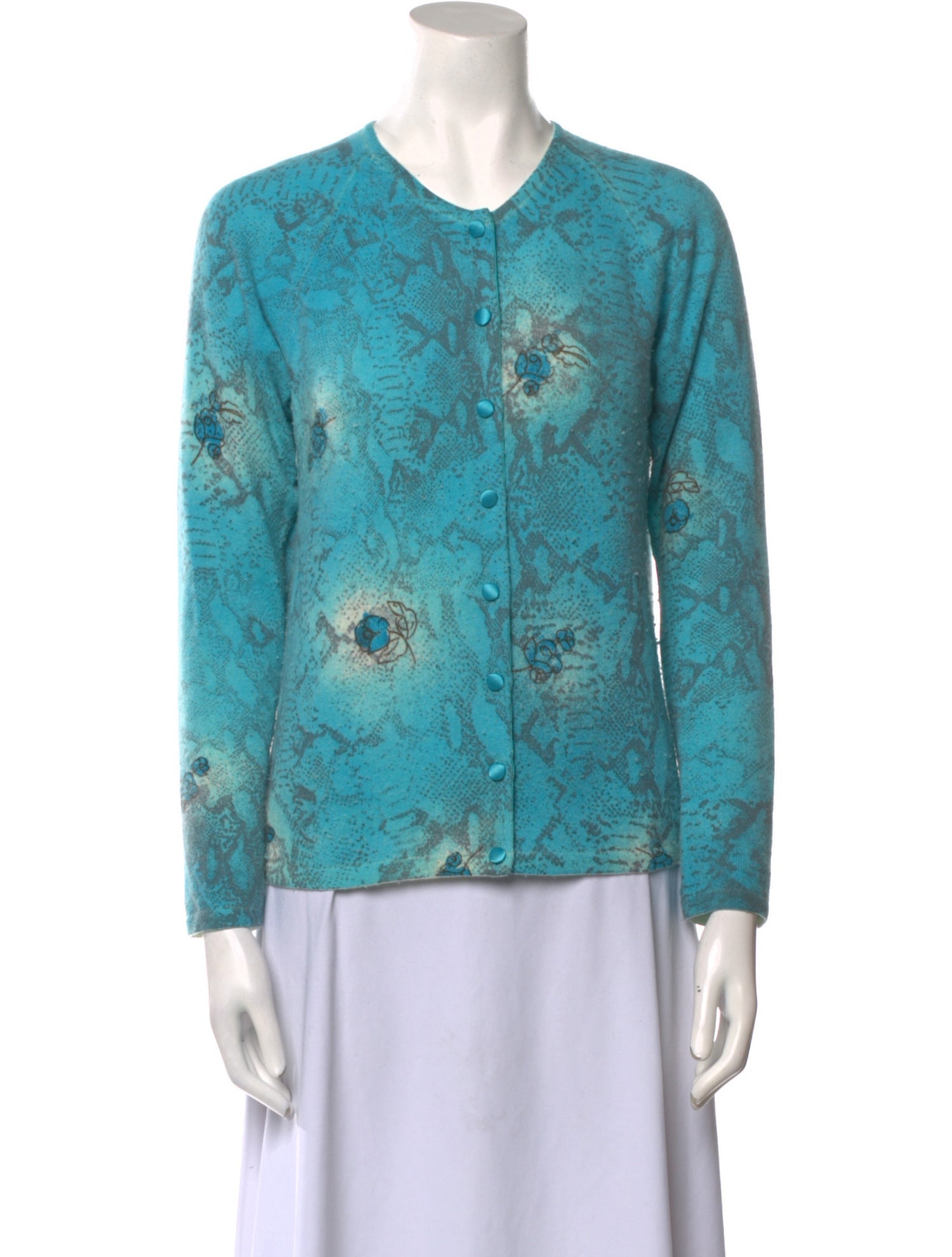 Blumarine Floral Print Crew Neck Sweater