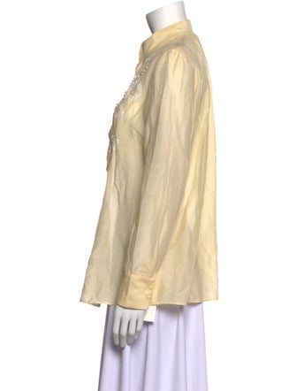 Blumarine Long Sleeve Button-Up Top