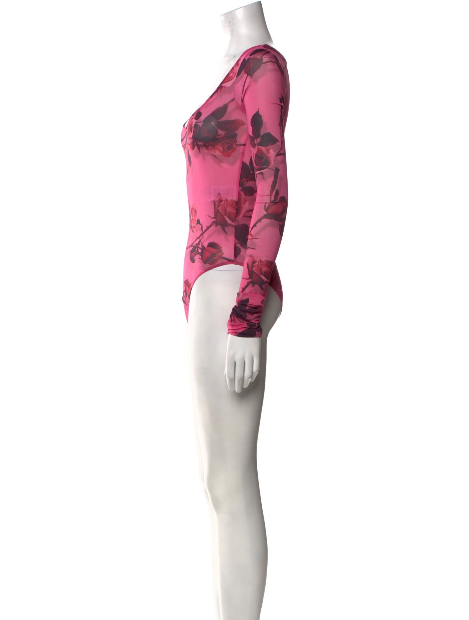 Blumarine Floral Print Scoop Neck Bodysuit