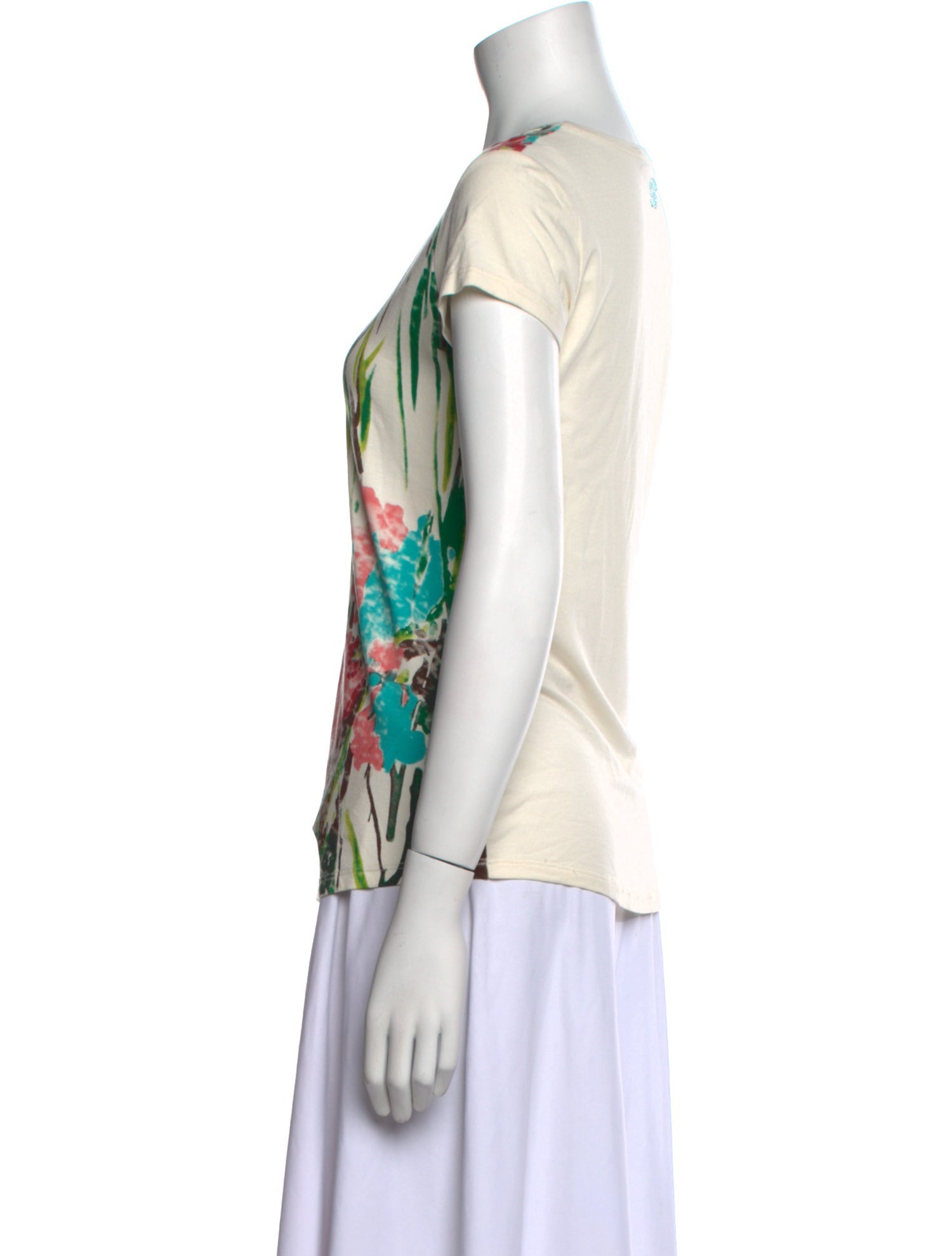 Blumarine Printed Scoop Neck T-Shirt