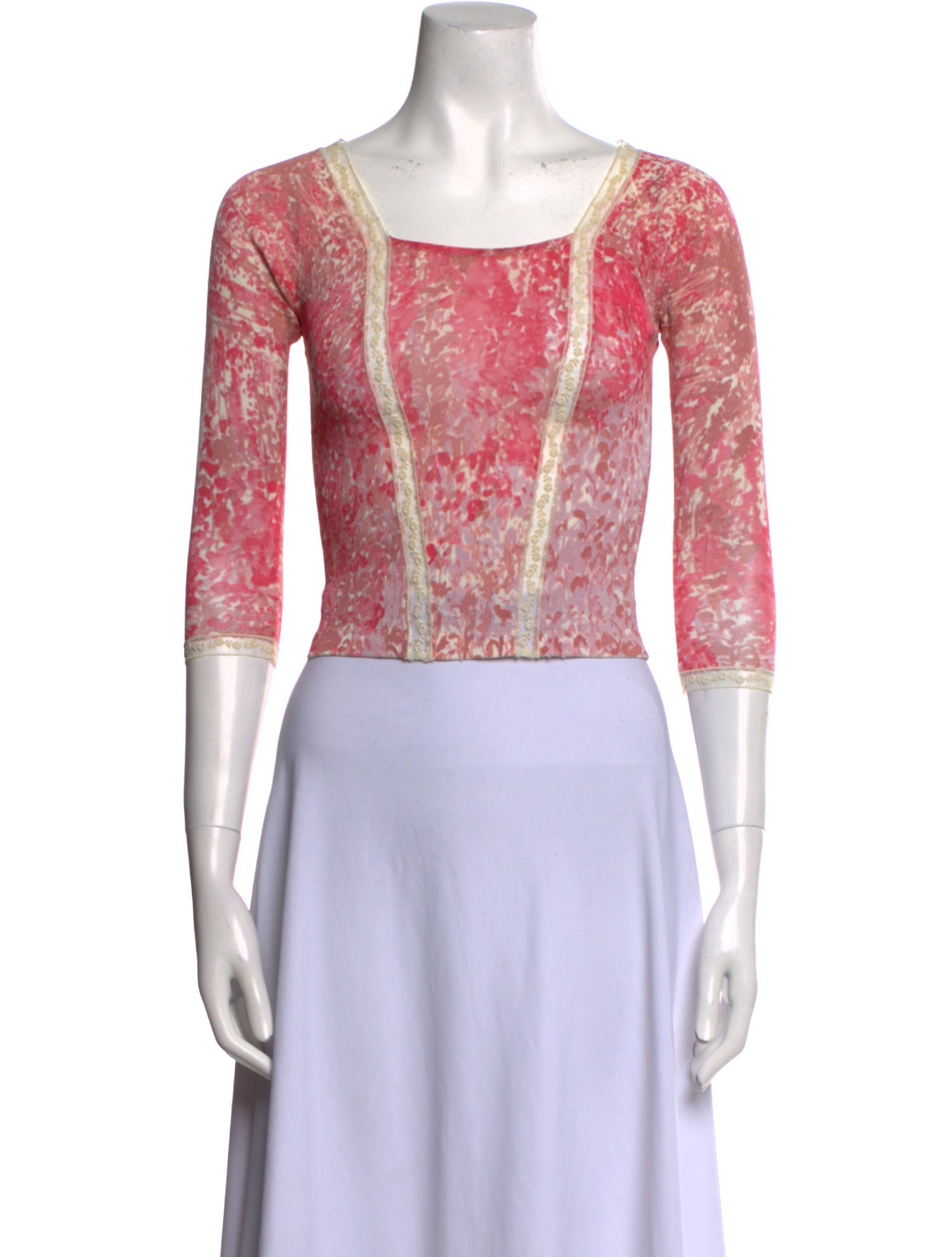 Blumarine Paisley Print Square Neckline Crop Top