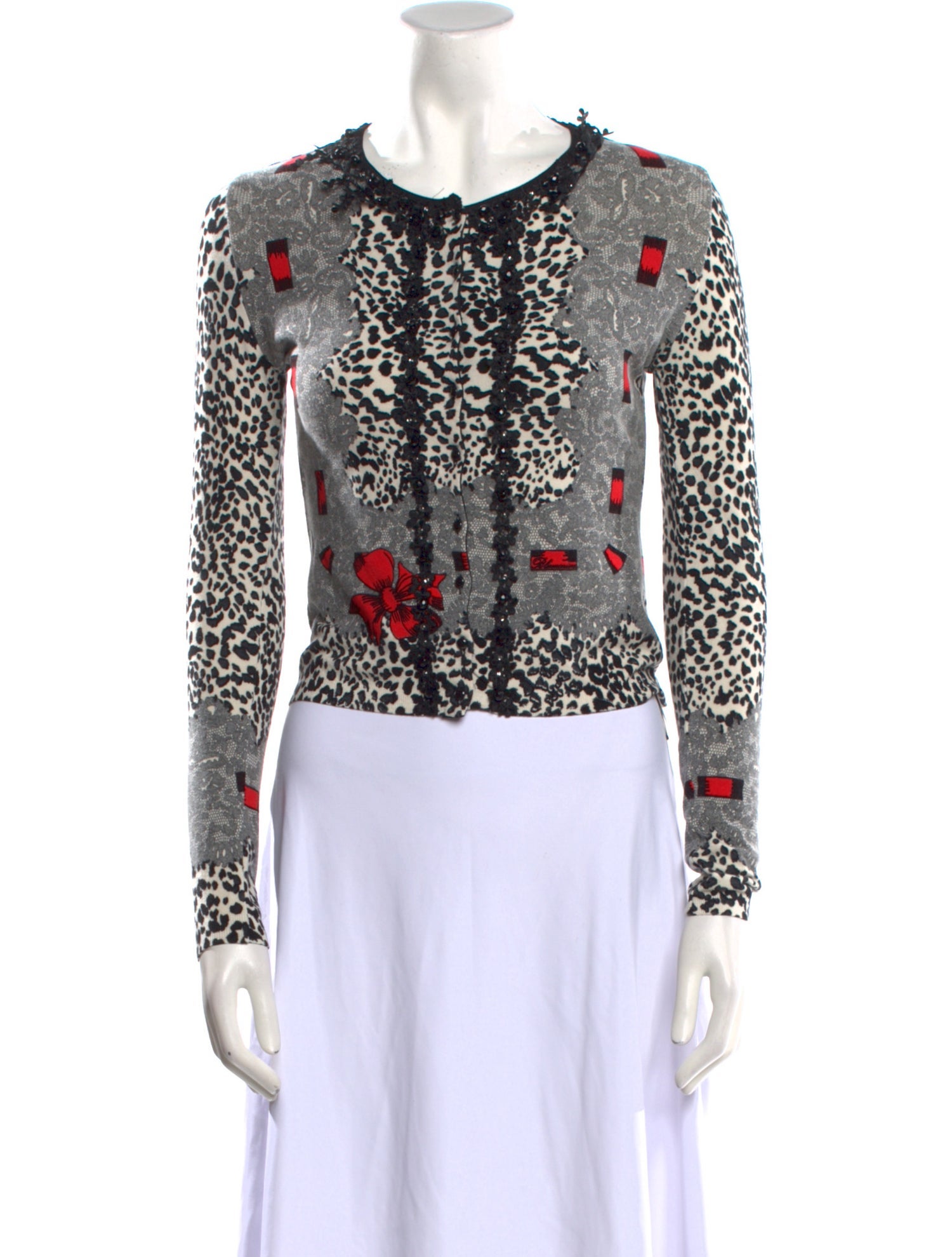 Blumarine Printed Scoop Neck Sweater