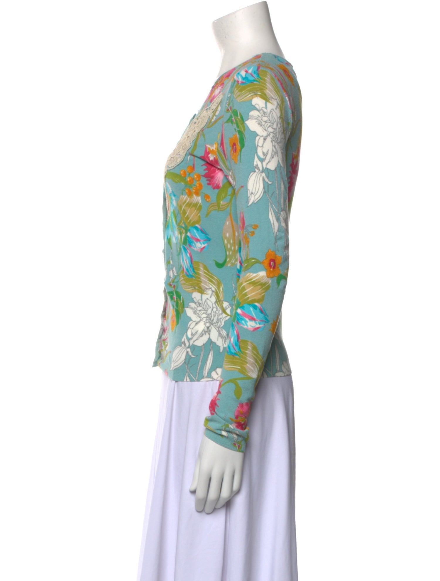 Blumarine Floral Print Scoop Neck Sweater