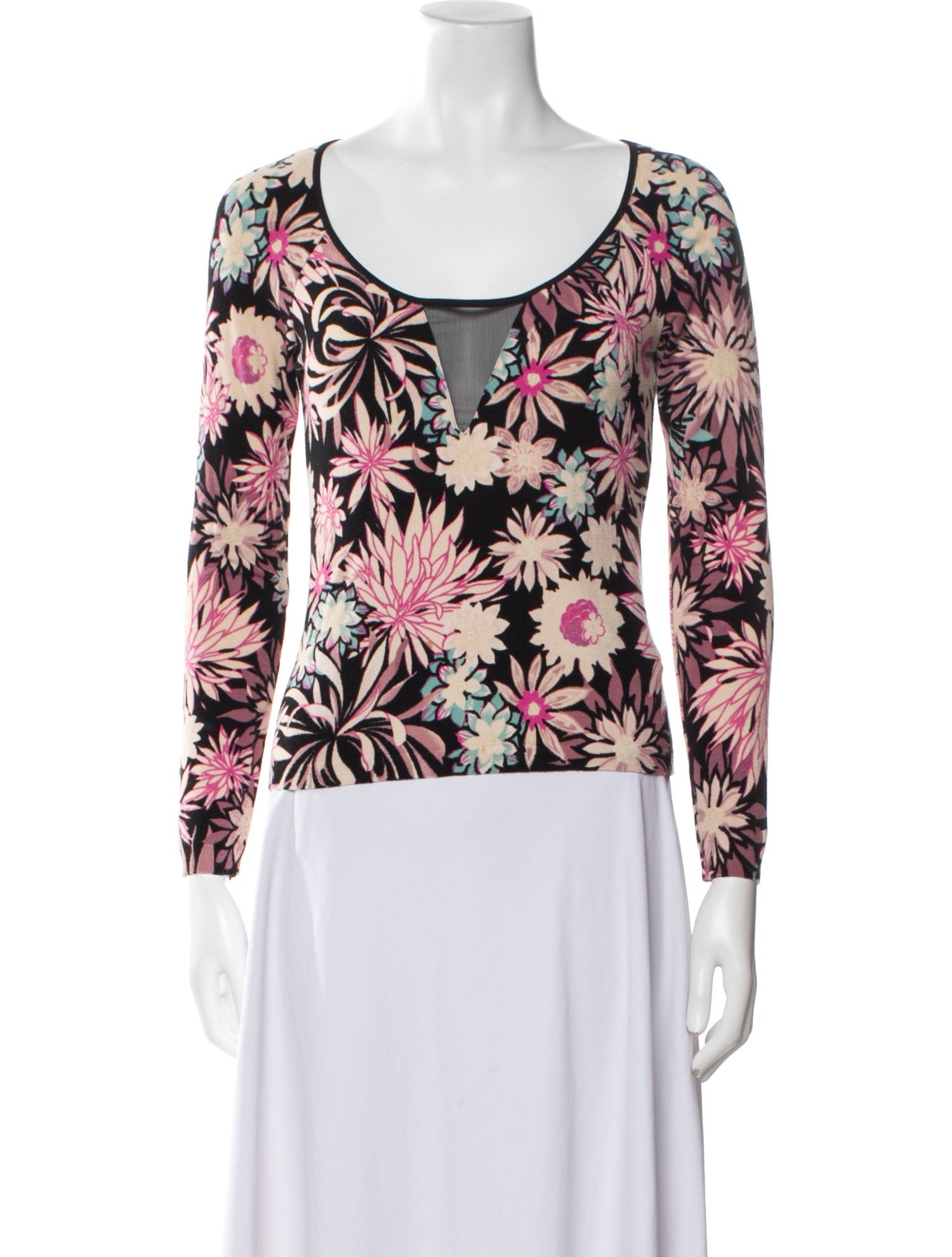 Blumarine Floral Print Scoop Neck Top