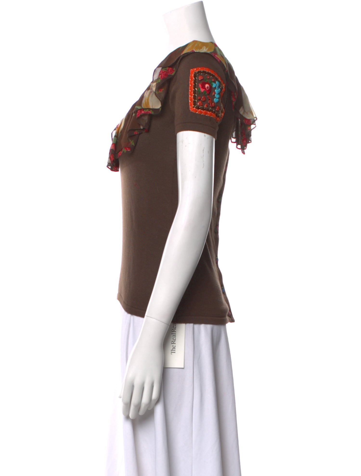 Blumarine Printed Scoop Neck Sweater