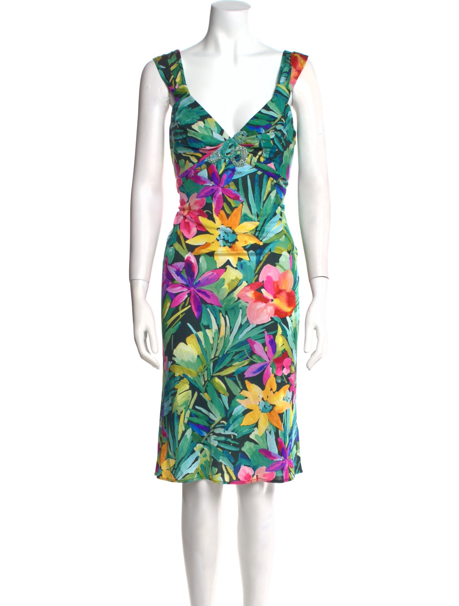 Blumarine Floral Print Knee-Length Dress
