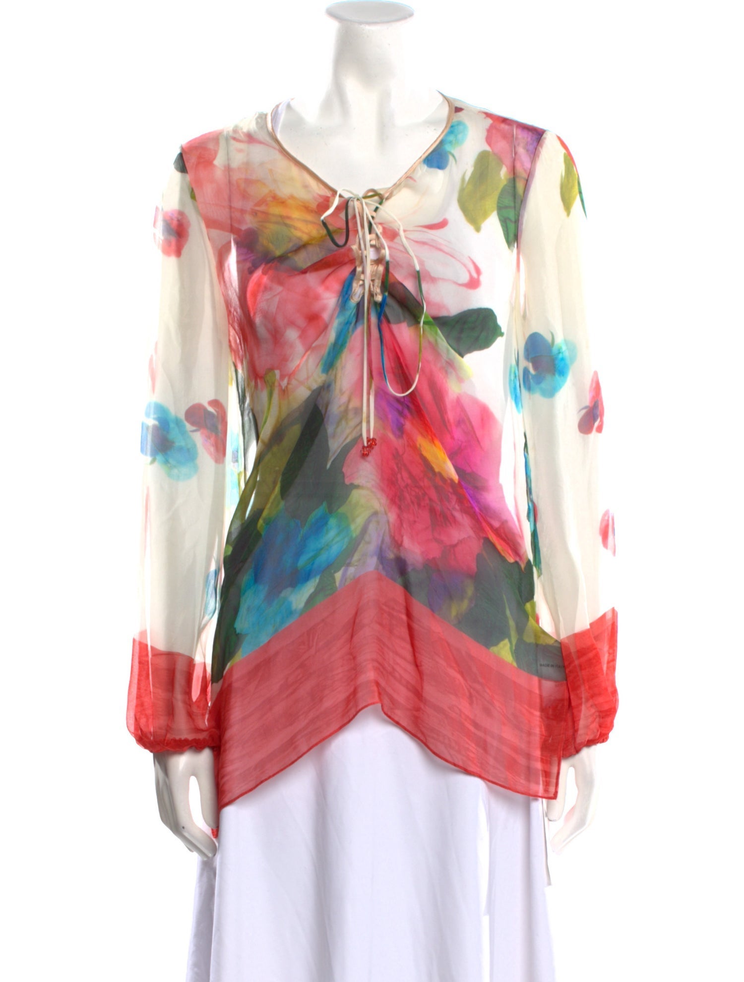 Blumarine Silk Floral Print Blouse