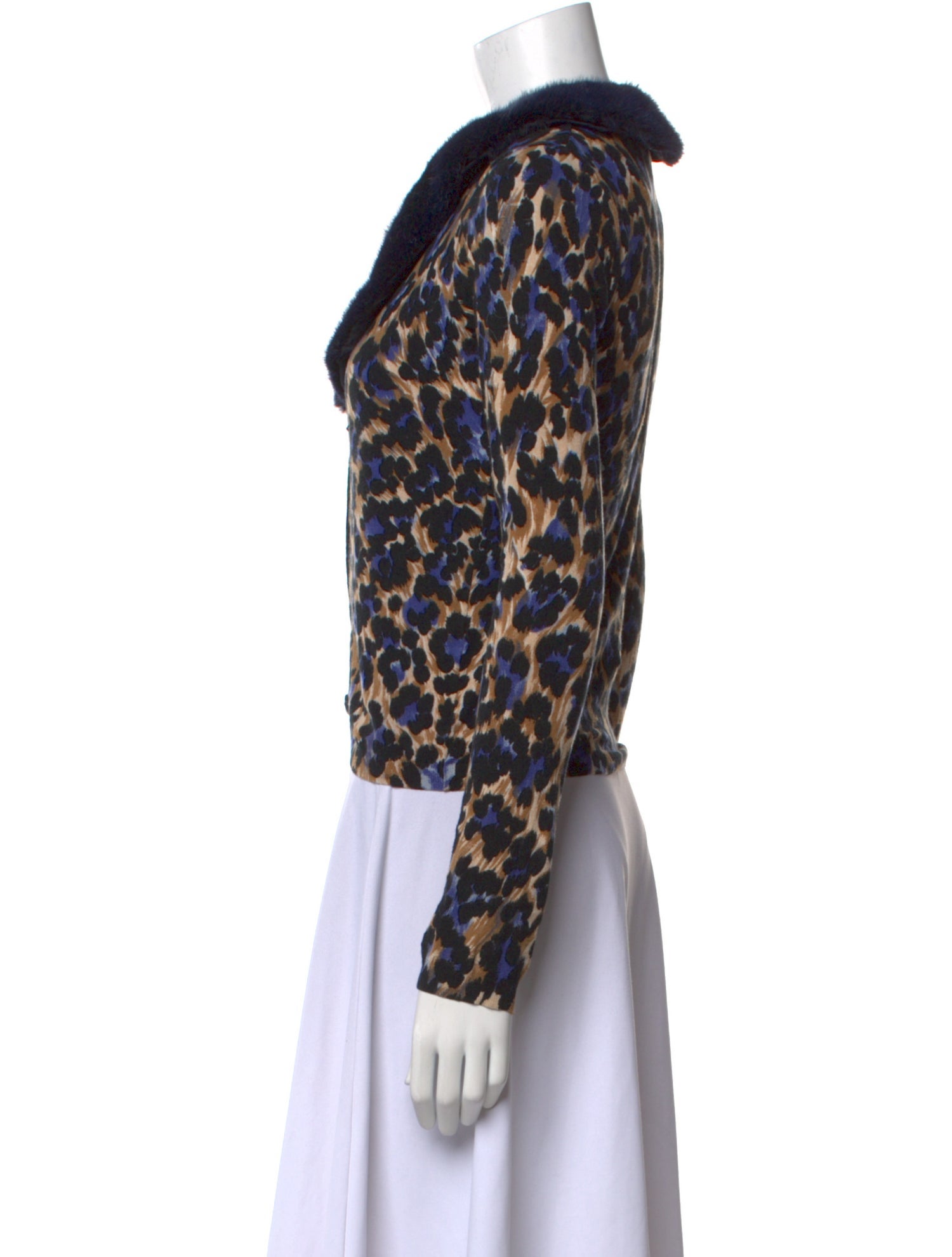 Blumarine Animal Print V-Neck Sweater