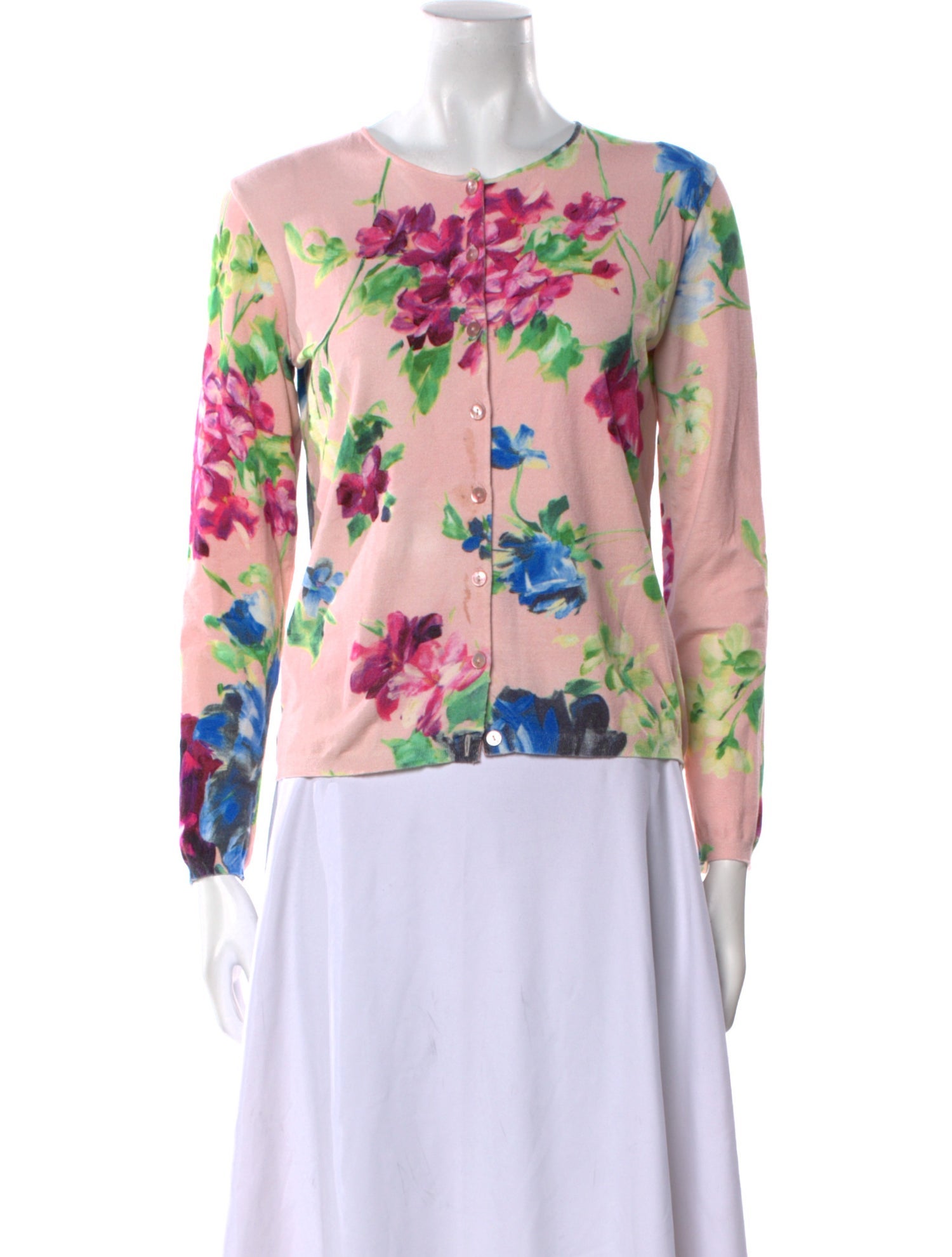 Blumarine Floral Print Scoop Neck Sweater