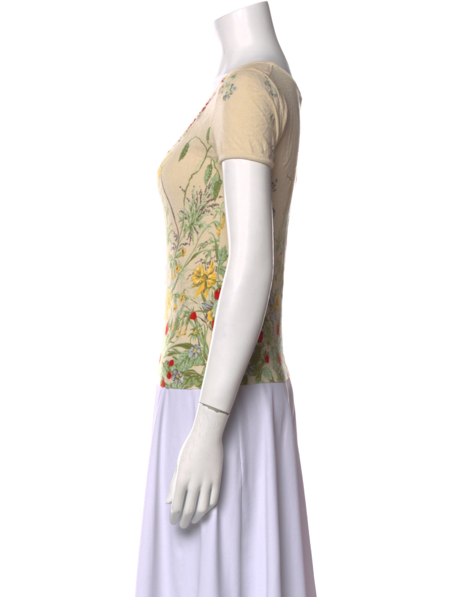 Blumarine Floral Print Scoop Neck Sweater