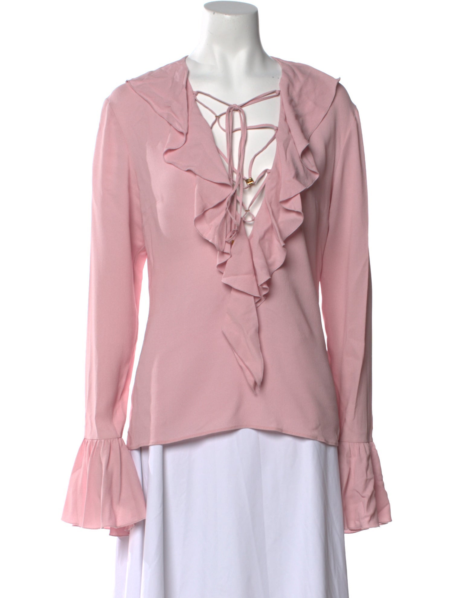 Blumarine V-Neck Long Sleeve Blouse