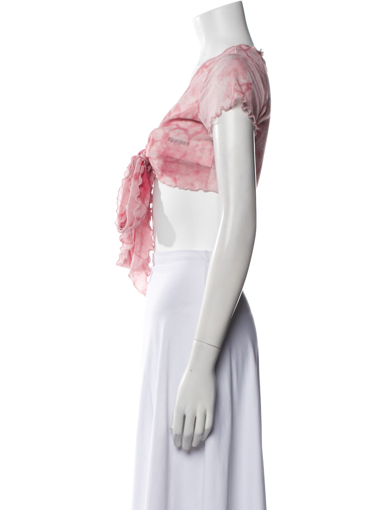 Blumarine Tie-Dye Print V-Neck Crop Top