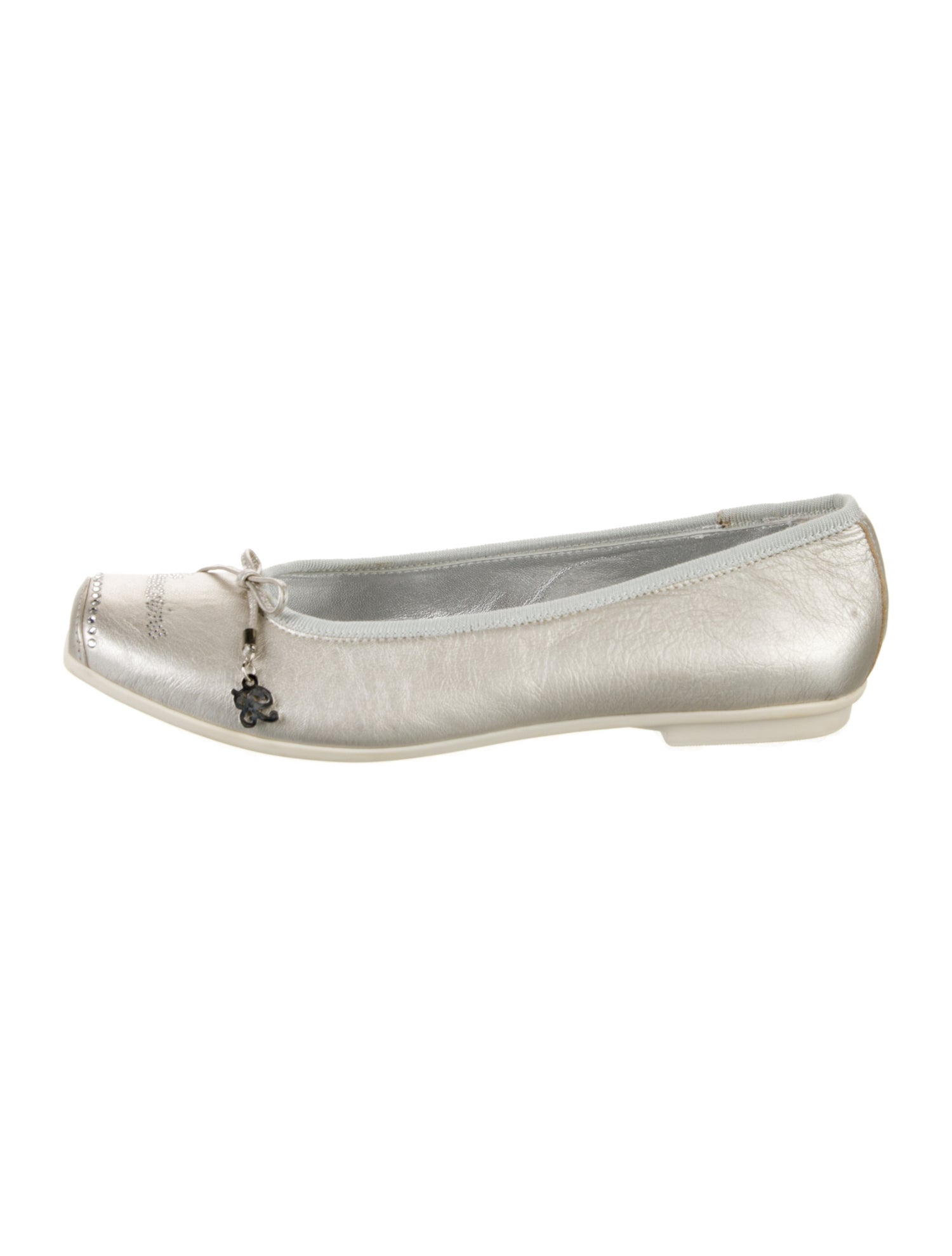 Blumarine Leather Bow Accents Ballet Flats
