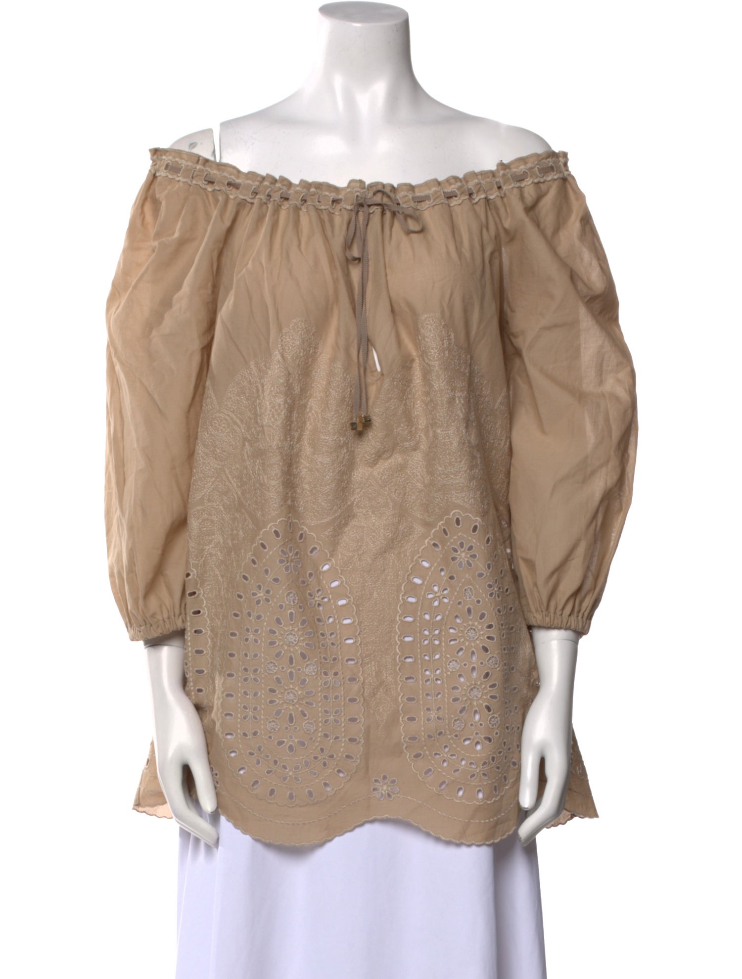 Blumarine Off-The-Shoulder Three-Quarter Sleeve Blouse