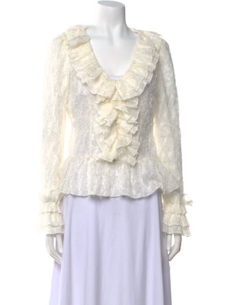 Blumarine Lace Pattern Long Sleeve Top
