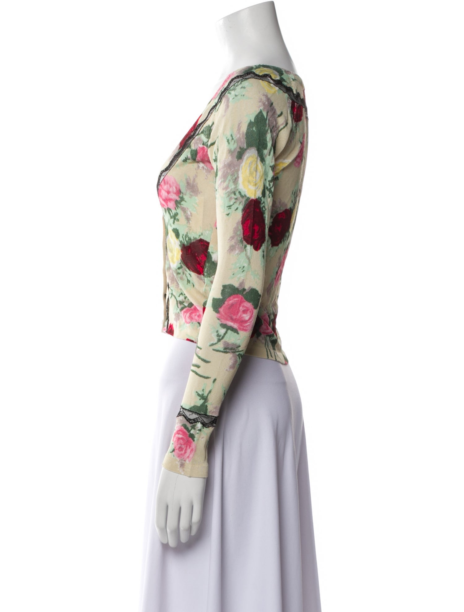 Blumarine Floral Print V-Neck Crop Top