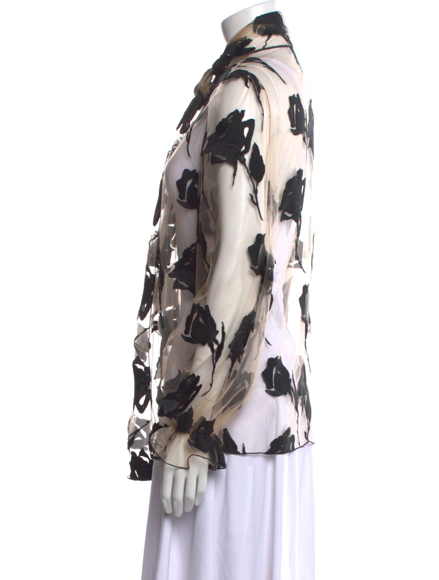 Blumarine Floral Print Mock Neck Blouse