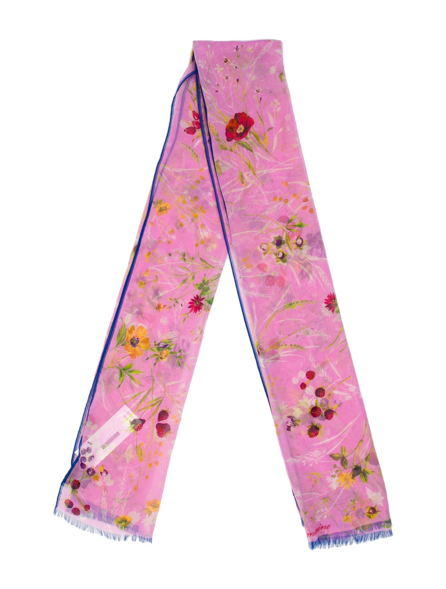 Blumarine Silk Floral Print Scarf