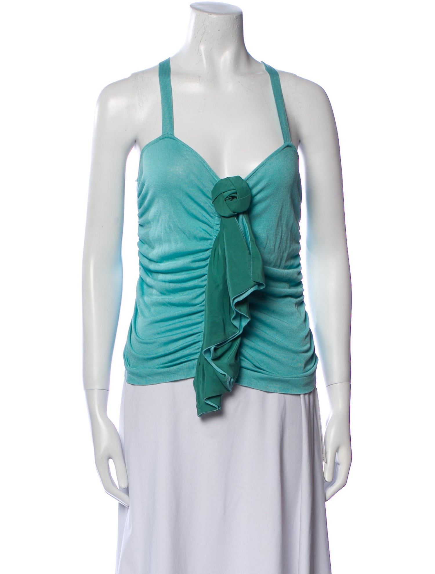 Blumarine Silk V-Neck Top