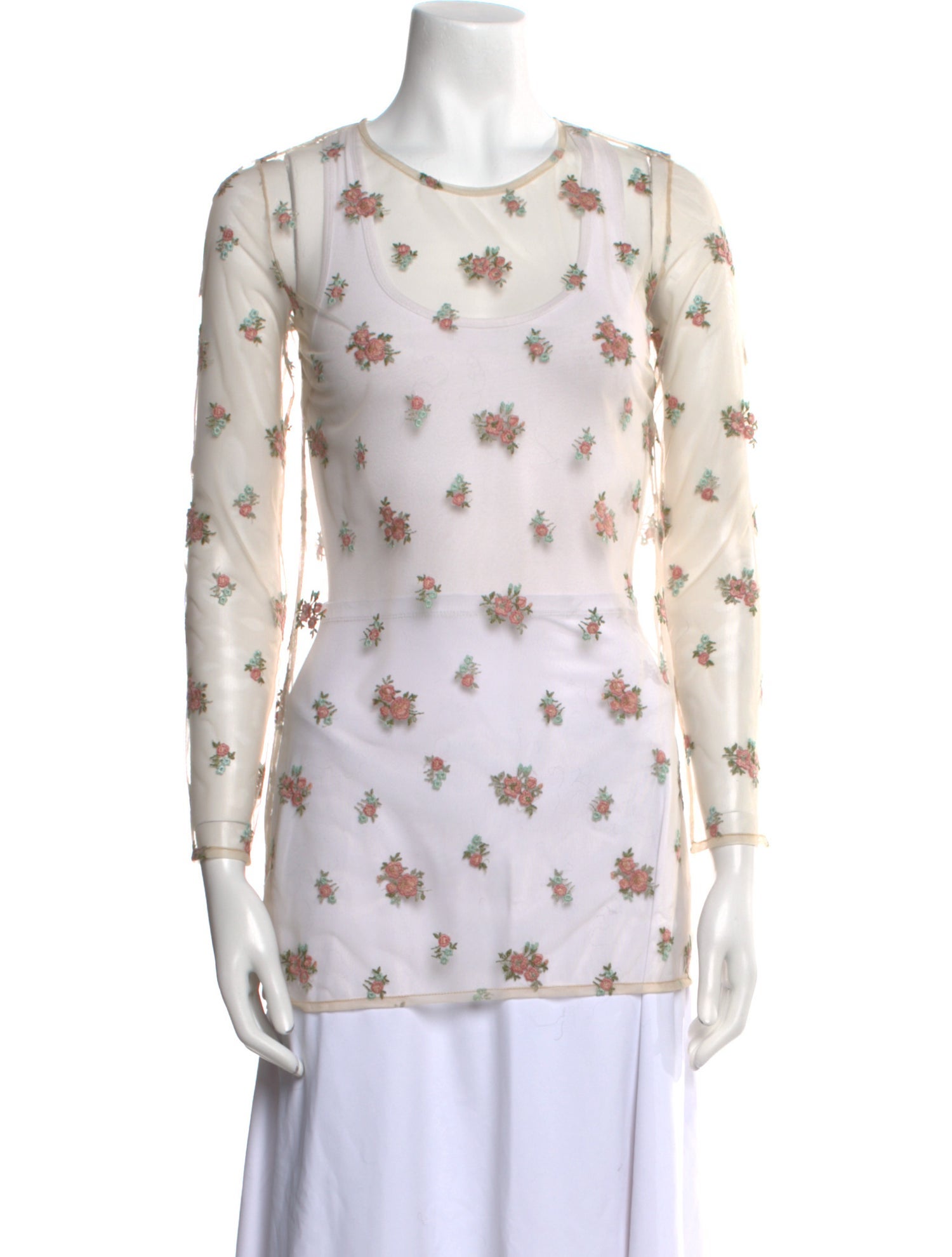 Blumarine Floral Print Crew Neck Top
