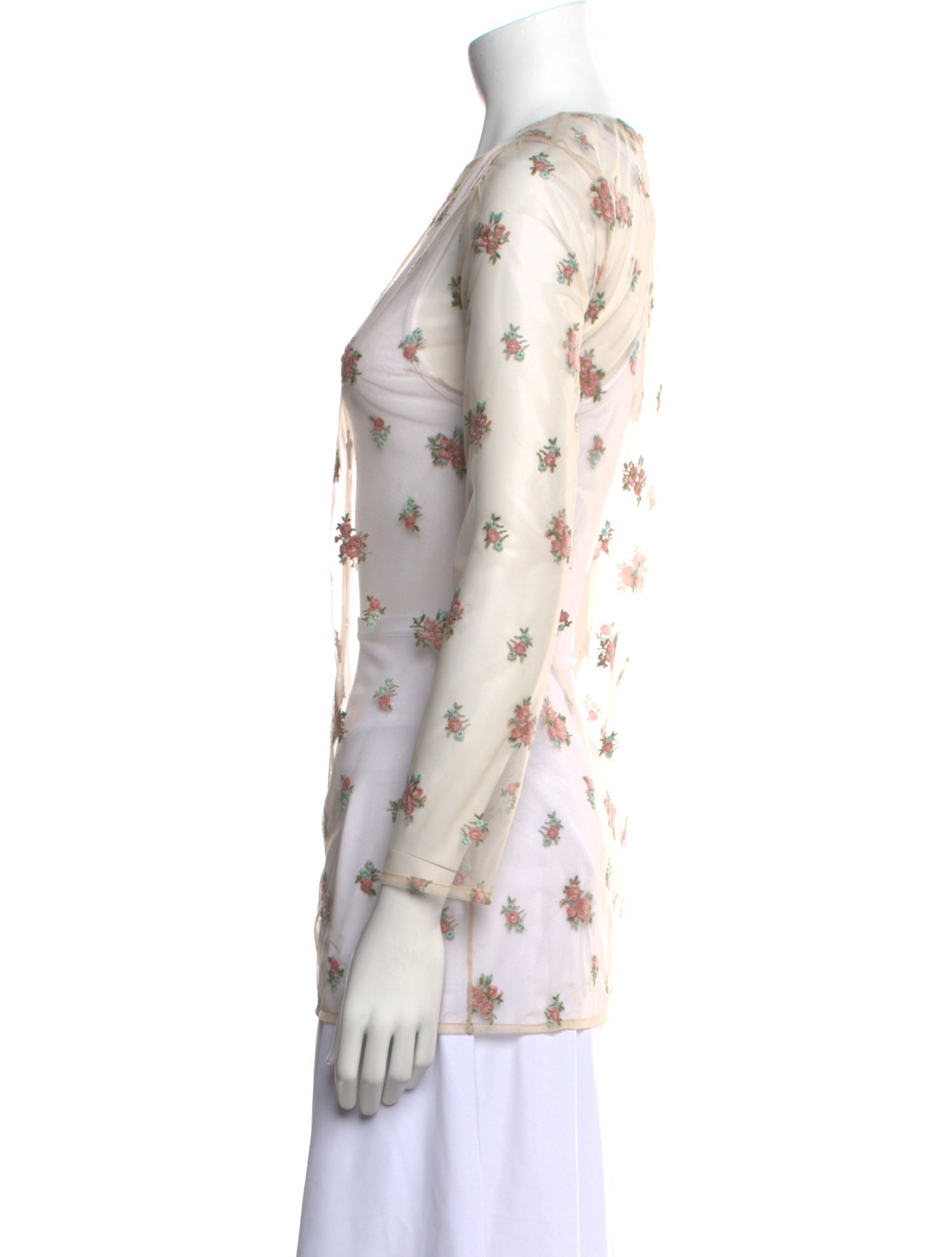 Blumarine Floral Print Crew Neck Top