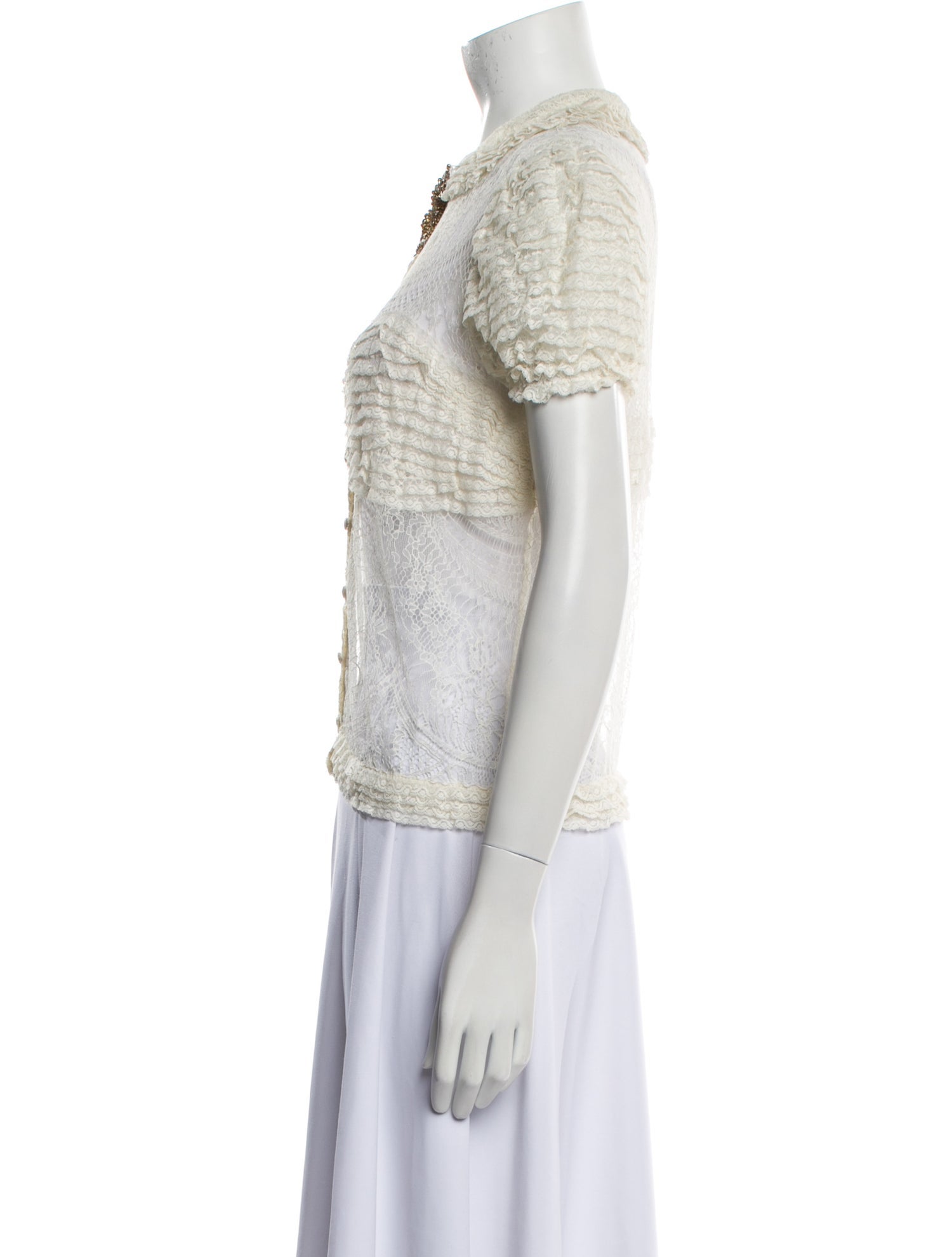 Blumarine Lace Pattern Crew Neck Top