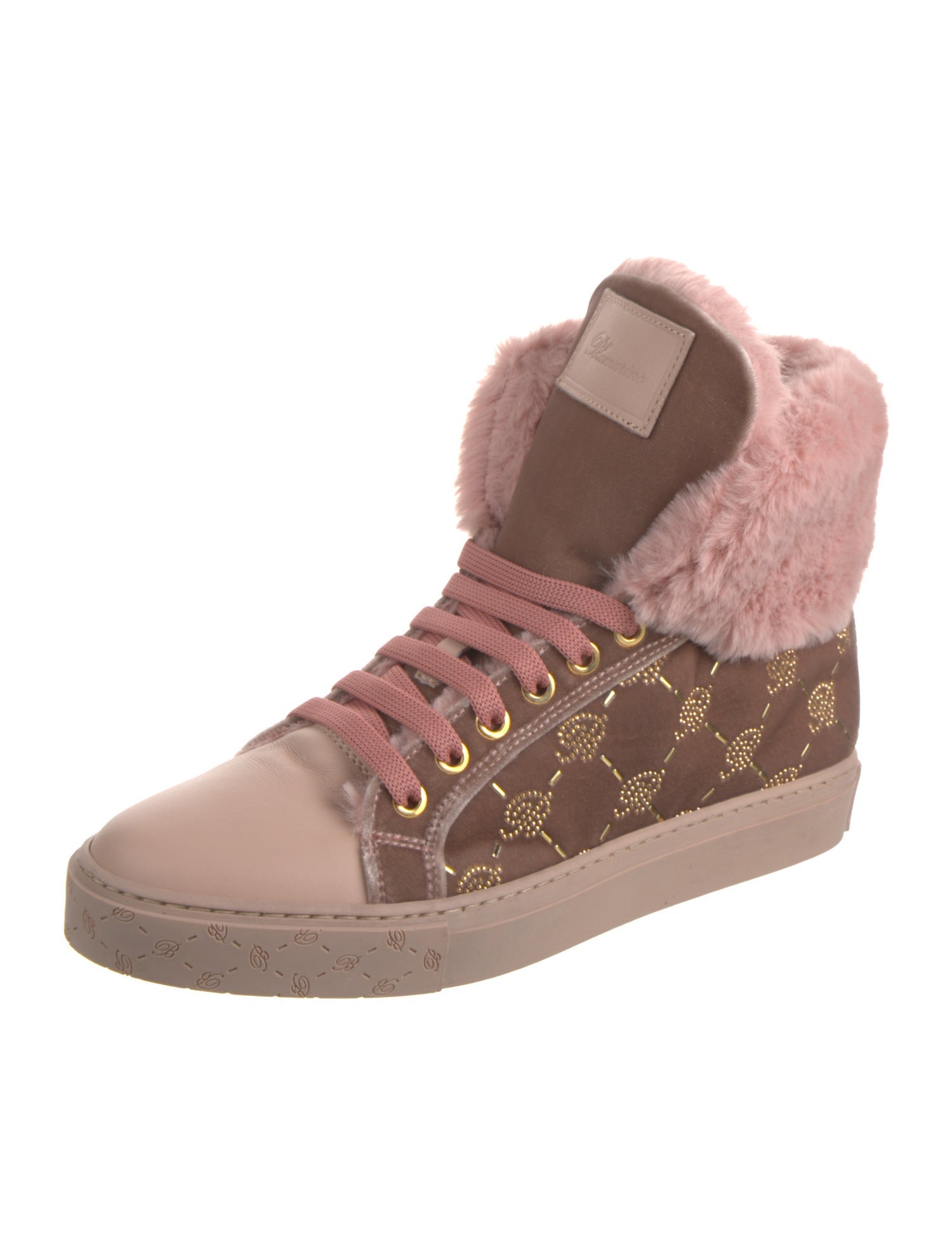 Blumarine Monogram Pattern Velvet Sneakers