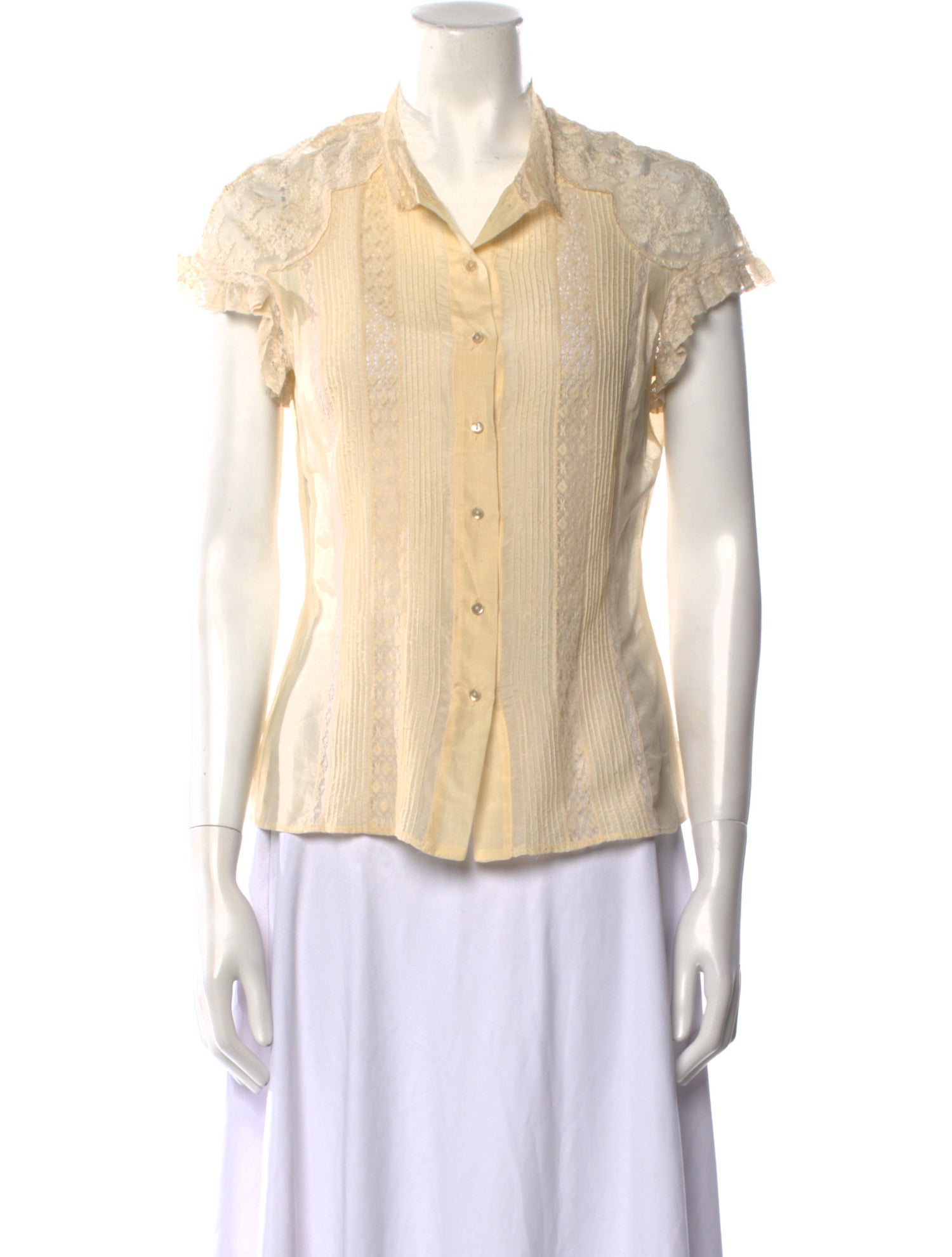 Blumarine Short Sleeve Button-Up Top