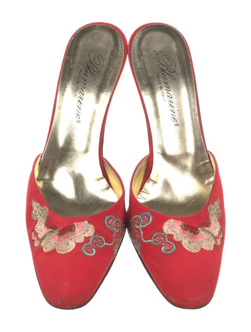 Blumarine Satin Graphic Print Mules