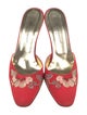 Blumarine Satin Graphic Print Mules
