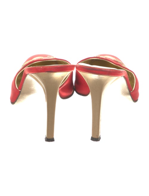 Blumarine Satin Graphic Print Mules