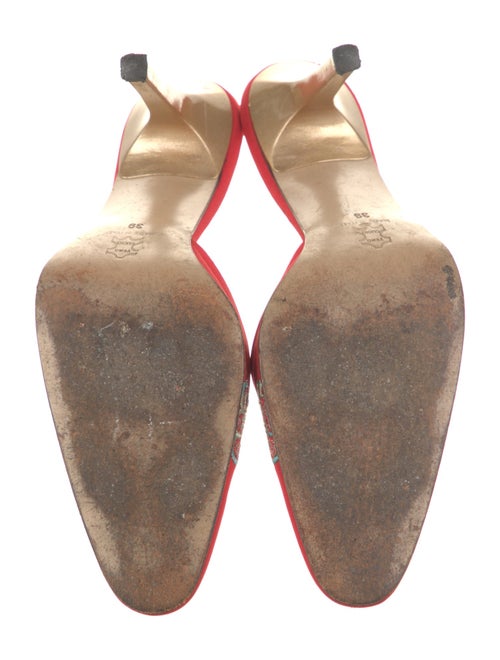 Blumarine Satin Graphic Print Mules