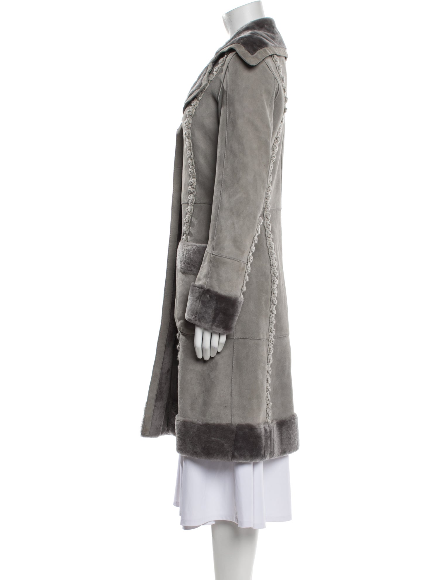 Blumarine Shearling Colorblock Pattern Fur Coat