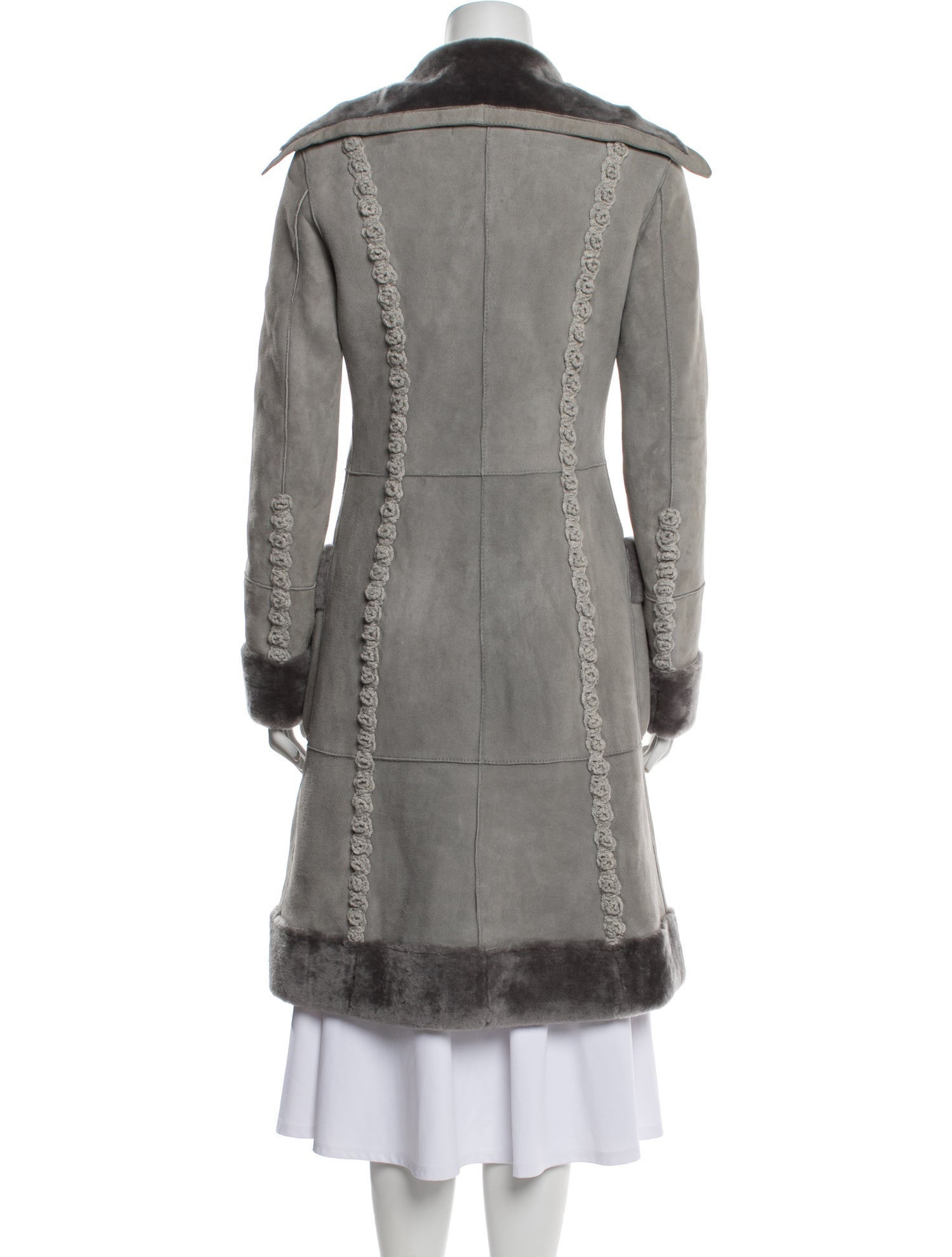 Blumarine Shearling Colorblock Pattern Fur Coat