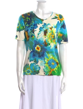 Blumarine Floral Print Scoop Neck T-Shirt