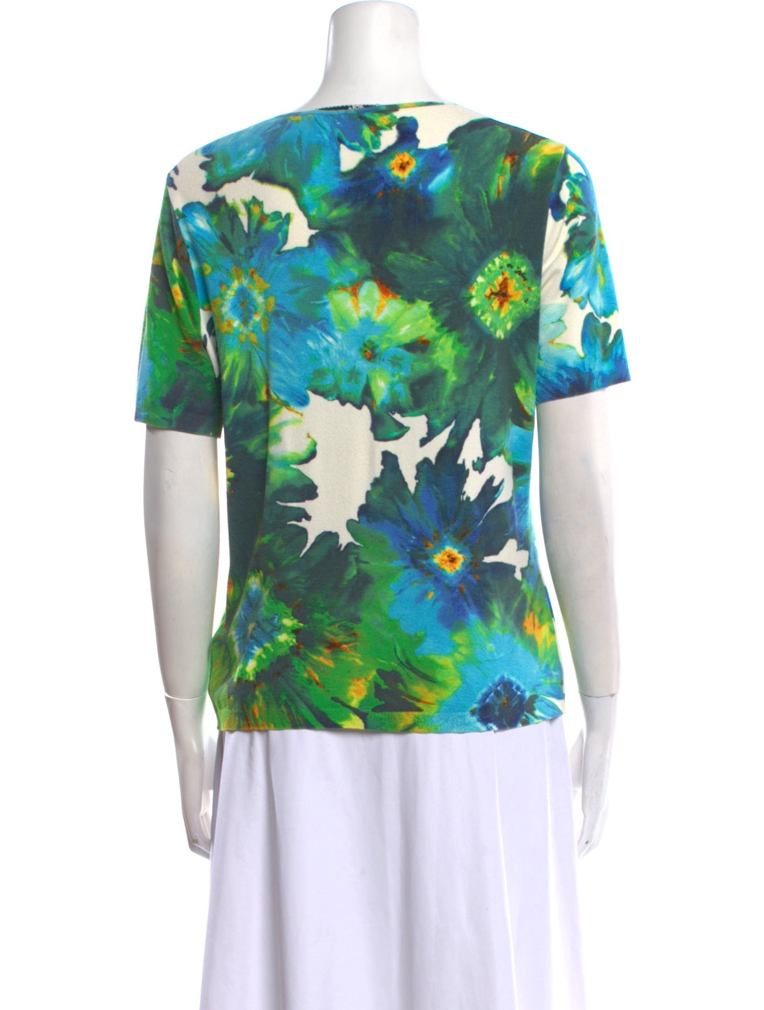 Blumarine Floral Print Scoop Neck T-Shirt