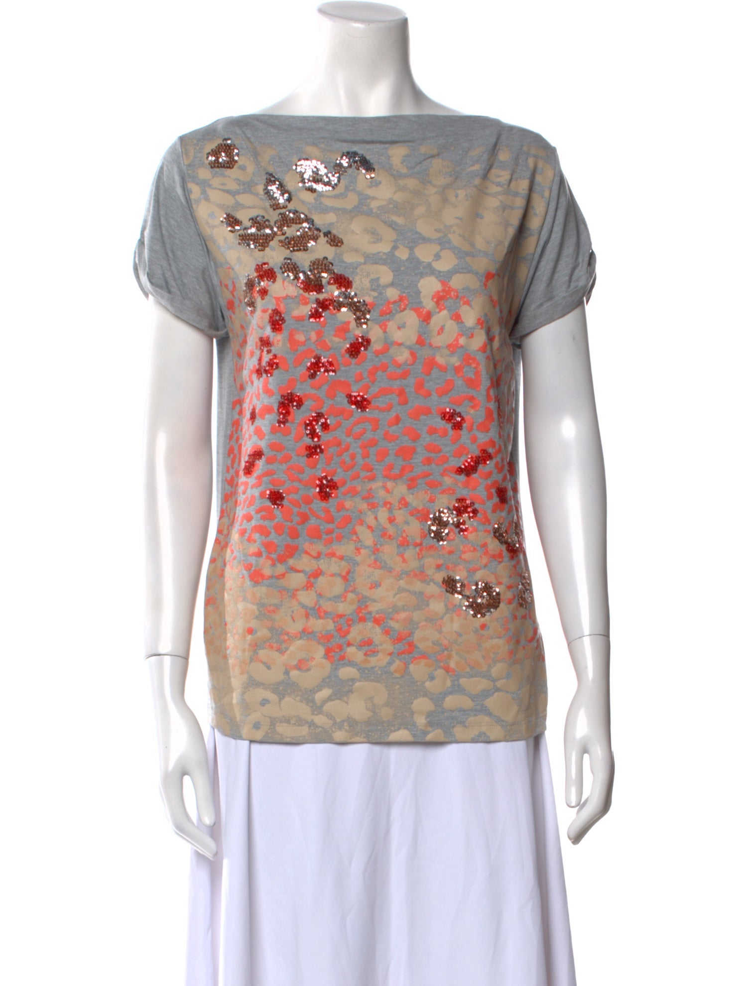 Blumarine Printed Bateau Neckline T-Shirt