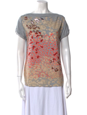 Blumarine Printed Bateau Neckline T-Shirt