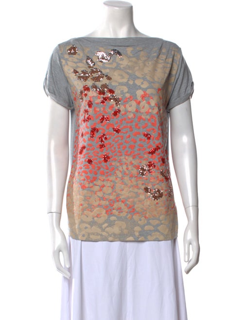 Blumarine Printed Bateau Neckline T-Shirt